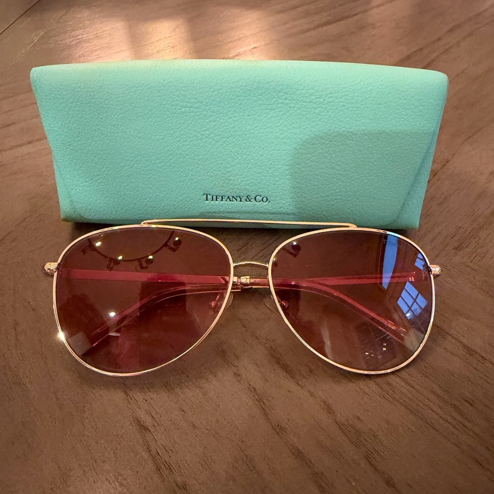Tiffany & Co. Women's Gold Frame Sunglasses with Brown Gradient Lenses